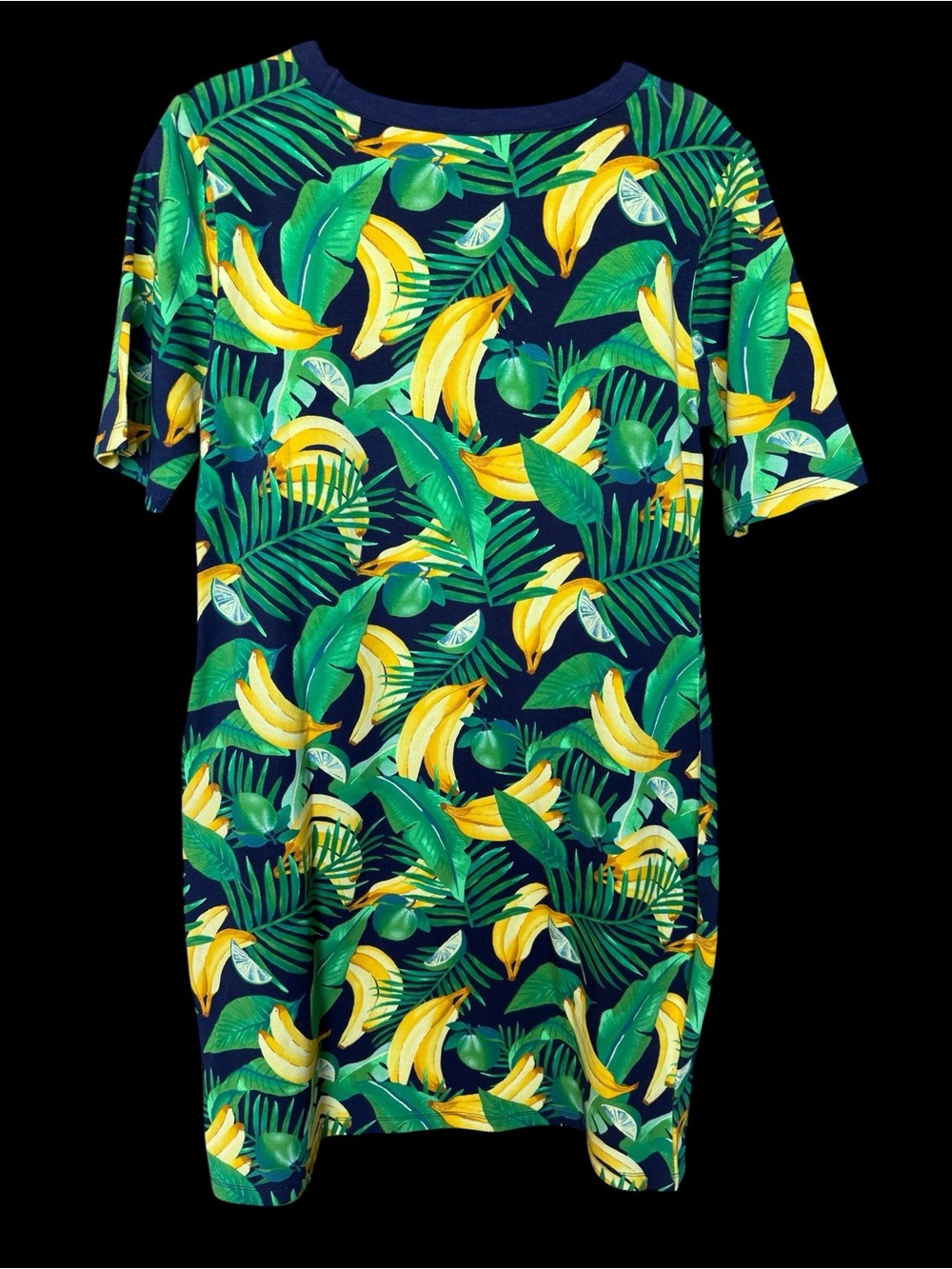 Tropical Banana Print Tee Dress Size Large - Picture 3 of 5